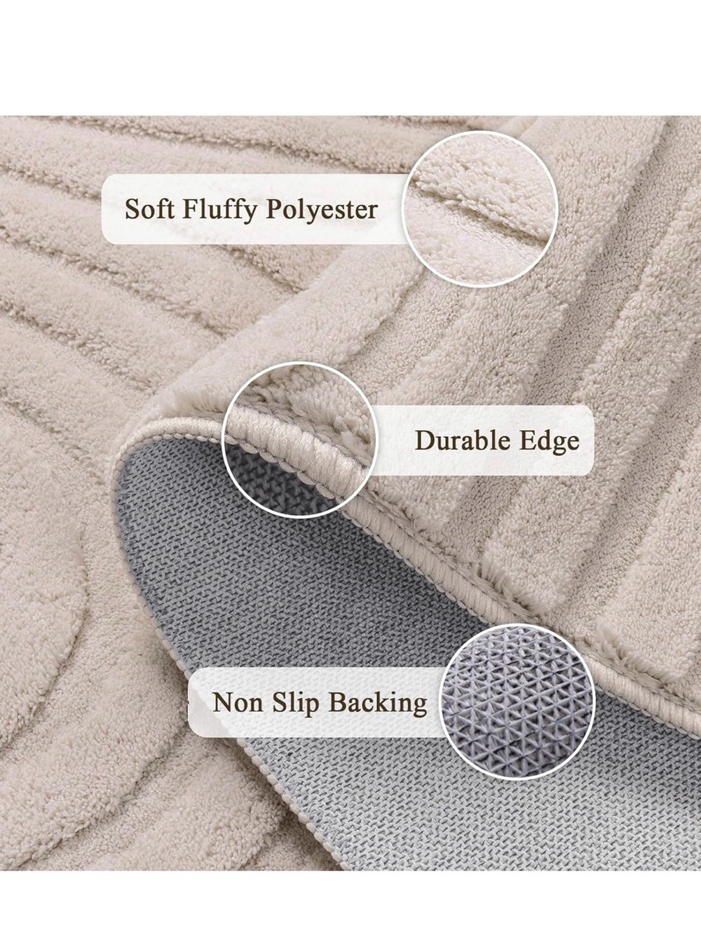 Beige Round Textured Geometric Super Soft Area Rug - Picture 3 of 7
